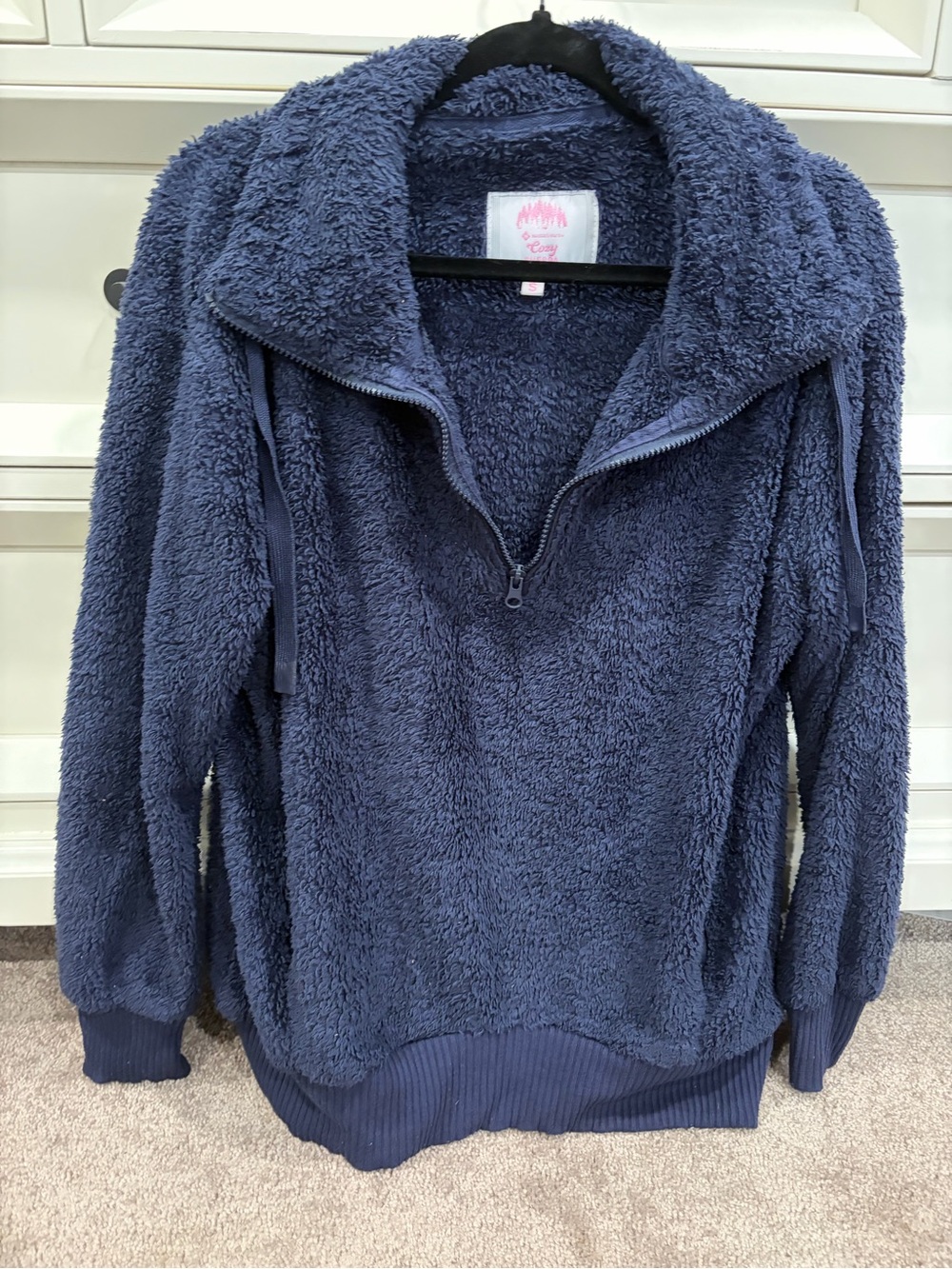Cozy Plush Half-Zip Pullover - Navy